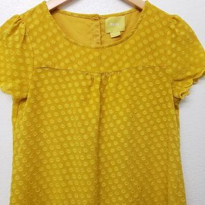 Maeve by Anthropologie Yellow Polk a Dot Blouse Size 0